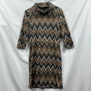 Tacera Size PS Chevron Design Multi Colored Dress